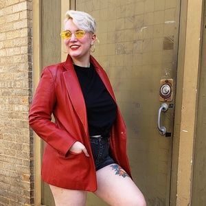Vintage Red Leather Blazer